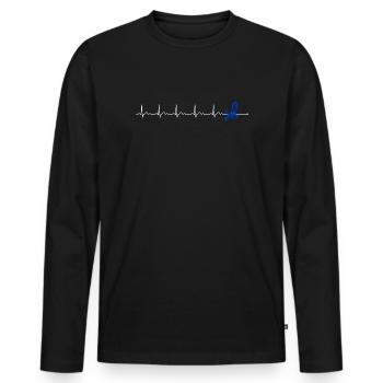 Impulsion ECG et motif de l’araignée bleue - T-shirt manches longues Premium bio Homme - noir - Devant - Nico (187cm)