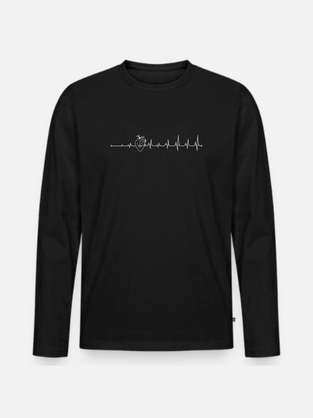 Pulse Heartbeat Line Sketch - Men's Premium Organic Long Sleeve Shirt - black