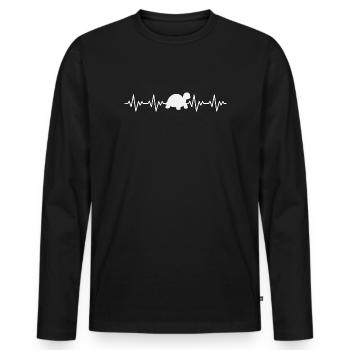 Battement du cœur ECG de tortue - T-shirt manches longues Premium bio Homme - noir - Devant - Nico (187cm)