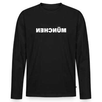 Munich - T-shirt manches longues Premium bio Homme - noir - Devant - Nico (187cm)