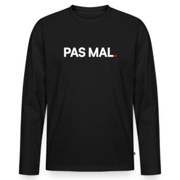 PAS MAL | Expression humour minimaliste - T-shirt manches longues Premium bio Homme - noir - Devant - Nico (187cm)