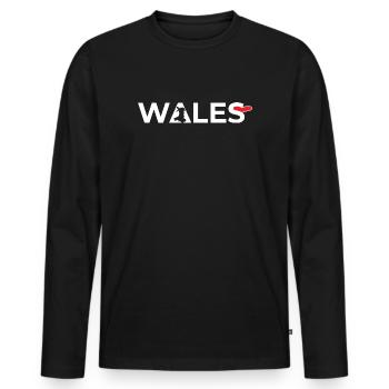 Love Wales Pride Heart Cymru Design - Männer Premium Bio Langarmshirt - Schwarz - Vorne - Nico (187cm)