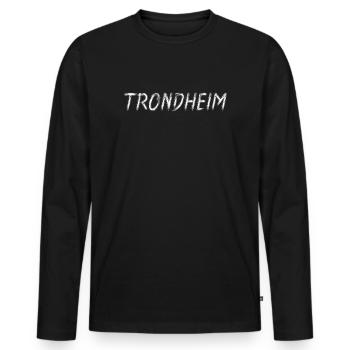 Trondheim Lettrage Pinceau - T-shirt manches longues Premium bio Homme - noir - Devant - Nico (187cm)