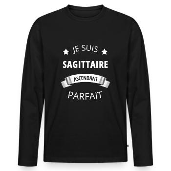 Sagittaire ascendant parfait humour astrologie - T-shirt manches longues Premium bio Homme - noir - Devant - Nico (187cm)