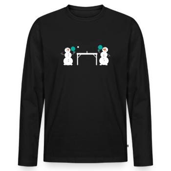 Schneemann Tischtennis Schneeball - Männer Premium Bio Langarmshirt - Schwarz - Vorne - Nico (187cm)