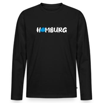 Hambourg Poisson Vecteur Citation Fan Hanséatique Nordique - T-shirt manches longues Premium bio Homme - noir - Devant - Nico (187cm)