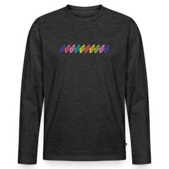 Kassette - Männer Premium Bio Langarmshirt - Anthrazit meliert - Vorne - Nico (187cm)