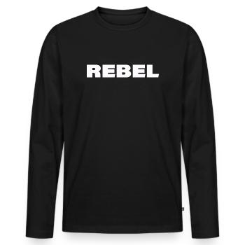 REBEL - Men's Premium Organic Long Sleeve Shirt - black - Front - Nico (187cm)