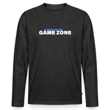 ZONE DE JEU - T-shirt manches longues Premium bio Homme - anthracite chiné - Devant - Nico (187cm)