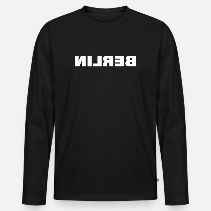 BERLIN - Männer Premium Bio Langarmshirt - Schwarz