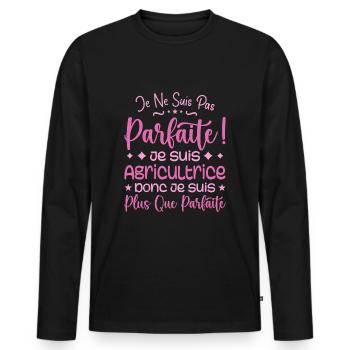Ein mehr als perfekter Landwirt, ein Traumberuf - Männer Premium Bio Langarmshirt - Schwarz - Vorne - Nico (187cm)