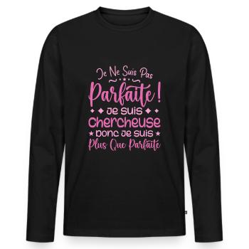 A more than perfect Researcher, a dream job - Men's Premium Organic Long Sleeve Shirt - black - Front - Nico (187cm)