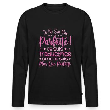 Une Traductrice plus que parfaite, métier de rêve - T-shirt manches longues Premium bio Homme - noir - Devant - Nico (187cm)