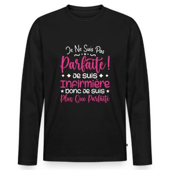 Une Infirmière plus que parfaite, métier de rêve - T-shirt manches longues Premium bio Homme - noir - Devant - Nico (187cm)