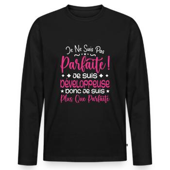 A more than perfect Developer, a dream job - Men's Premium Organic Long Sleeve Shirt - black - Front - Nico (187cm)