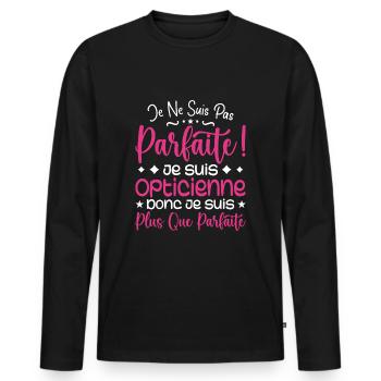 Une Opticienne plus que parfaite, métier de rêve - T-shirt manches longues Premium bio Homme - noir - Devant - Nico (187cm)
