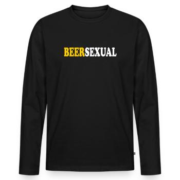 beersexual - Männer Premium Bio Langarmshirt - Schwarz - Vorne - Nico (187cm)