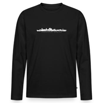Hamburg Skyline (Vintage/Weiß) - Männer Premium Bio Langarmshirt - Schwarz - Vorne - Nico (187cm)