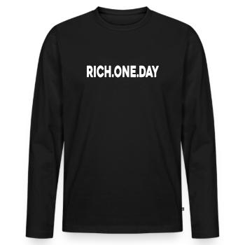 Rich One Day - Männer Premium Bio Langarmshirt - Schwarz - Vorne - Nico (187cm)