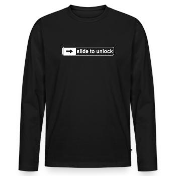 slide to unlock - Männer Premium Bio Langarmshirt - Schwarz - Vorne - Nico (187cm)