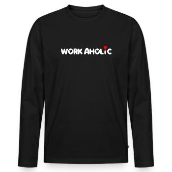 worker workaholic travailler - T-shirt manches longues Premium bio Homme - noir - Devant - Nico (187cm)
