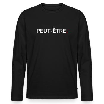 VIELLEICHT. Minimalistisches Design, subtiler Humor - Männer Premium Bio Langarmshirt - Schwarz - Vorne - Nico (187cm)