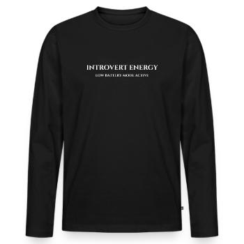 Introvert Energy: Low Battery Mode - Men's Premium Organic Long Sleeve Shirt - black - Front - Nico (187cm)