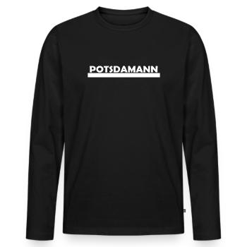 POTSDAMANN - Männer Premium Bio Langarmshirt - Schwarz - Vorne - Nico (187cm)