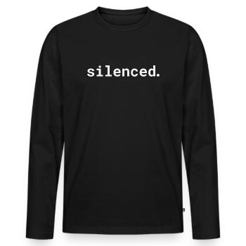 Silenced typographic design - Men's Premium Organic Long Sleeve Shirt - black - Front - Nico (187cm)