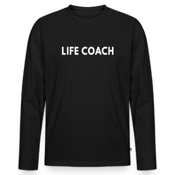 Life Coach Retro Motivational Gift Coach Job Title - Men's Premium Organic Long Sleeve Shirt - black - Front - Nico (187cm)