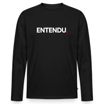 HEARD | Minimalist humor expression - Men's Premium Organic Long Sleeve Shirt - black - Front - Nico (187cm)