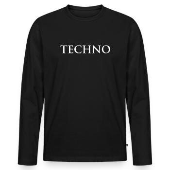 Techno-Musik-Logo - Männer Premium Bio Langarmshirt - Schwarz - Vorne - Nico (187cm)