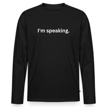 Je prononce une citation drôle - T-shirt manches longues Premium bio Homme - noir - Devant - Nico (187cm)