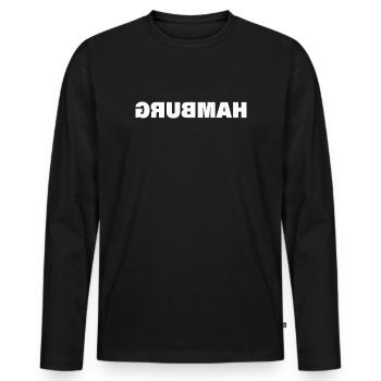 HAMBURG - Men's Premium Organic Long Sleeve Shirt - black - Front - Nico (187cm)