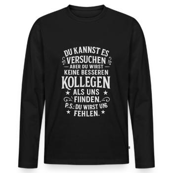 Farewell colleagues job change work - Men's Premium Organic Long Sleeve Shirt - black - Front - Nico (187cm)