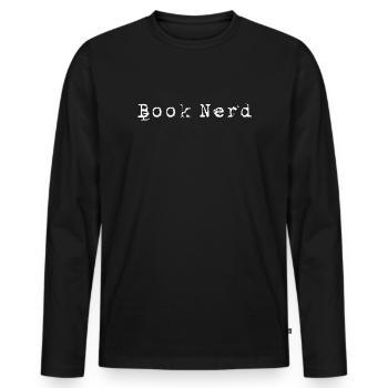 Book Nerd  - Männer Premium Bio Langarmshirt - Schwarz - Vorne - Nico (187cm)