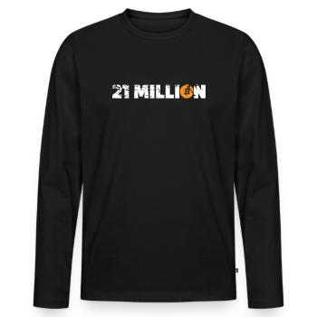 21 millions de Bitcoin - T-shirt manches longues Premium bio Homme - noir - Devant - Nico (187cm)