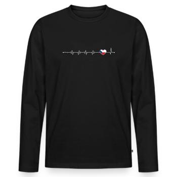 Heartbeat Flagge der Tschechischen Republik - Männer Premium Bio Langarmshirt - Schwarz - Vorne - Nico (187cm)