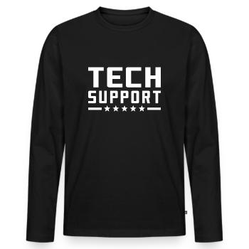 Tech Support technischer Support - Männer Premium Bio Langarmshirt - Schwarz - Vorne - Nico (187cm)