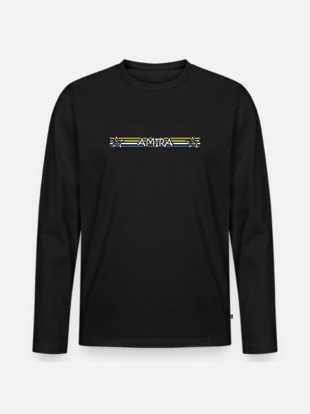 AMIRA Farbstripes Sternenband - Männer Premium Bio Langarmshirt - Schwarz