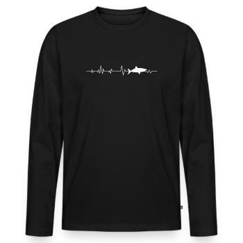 Hai - Männer Premium Bio Langarmshirt - Schwarz - Vorne - Nico (187cm)
