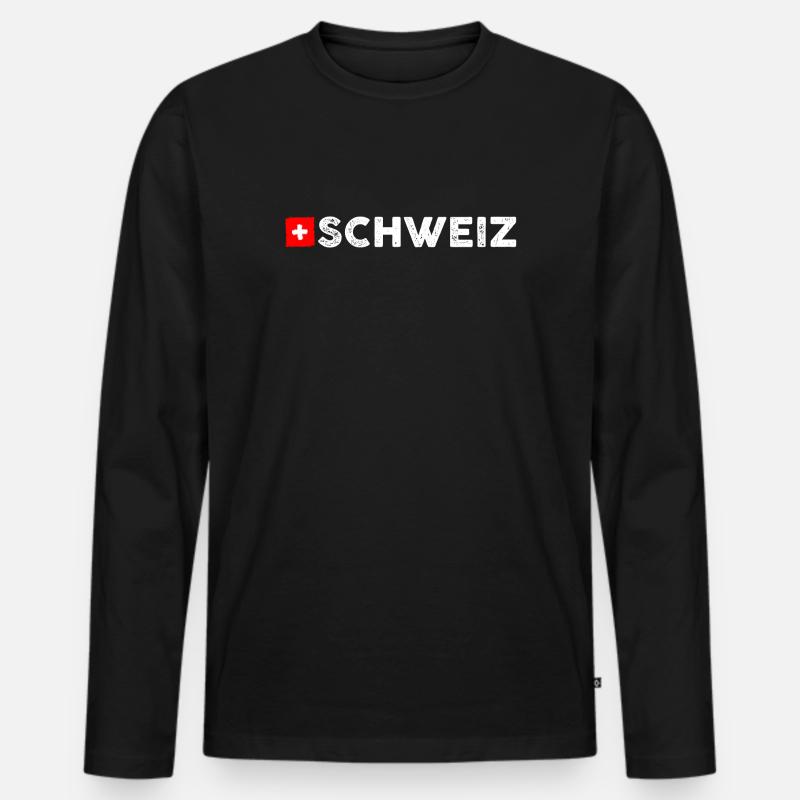 Flagge der Schweiz - Männer Premium Bio Langarmshirt - Schwarz