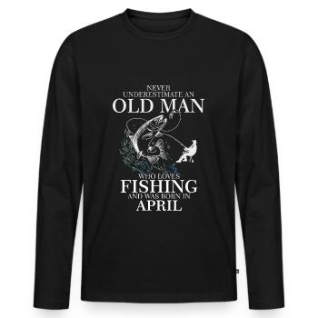 Birthday Angler Shirt alter Mann April geboren - Männer Premium Bio Langarmshirt - Schwarz - Vorne - Nico (187cm)