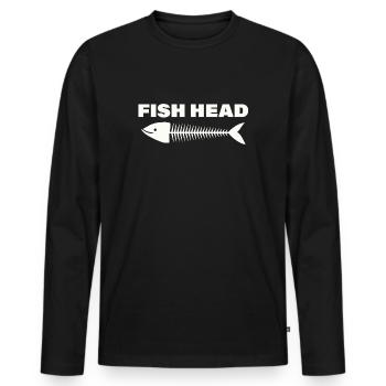 FISH HEAD - Männer Premium Bio Langarmshirt - Schwarz - Vorne - Nico (187cm)
