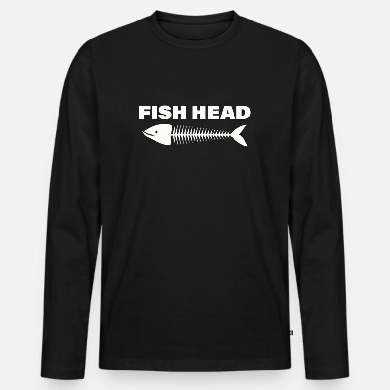 FISH HEAD - Männer Premium Bio Langarmshirt - Schwarz