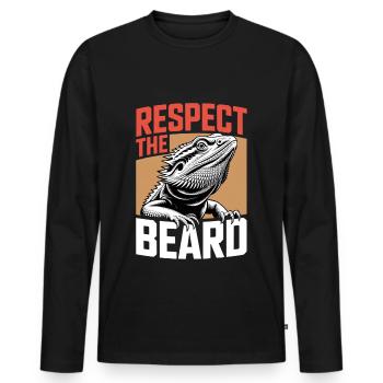 Respect the Beard! Bearded Dragon Reptile Terraristics - Men's Premium Organic Long Sleeve Shirt - black - Front - Nico (187cm)