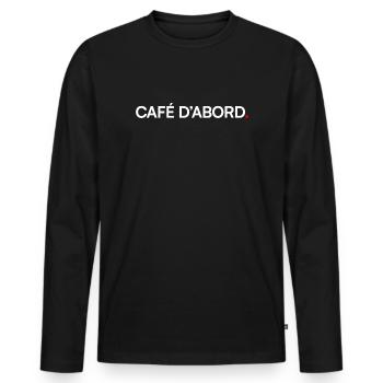 CAFÉ D’ABORD – Humour bureau lundi matin - T-shirt manches longues Premium bio Homme - noir - Devant - Nico (187cm)