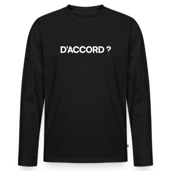 OK? | Reaktion des minimalistischen Humors - Männer Premium Bio Langarmshirt - Schwarz - Vorne - Nico (187cm)