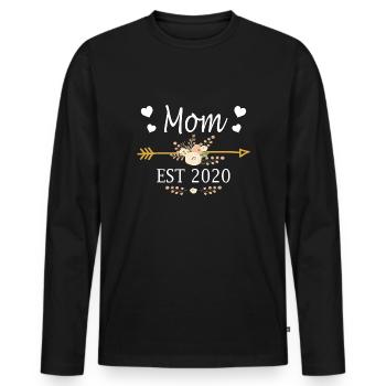 Mom Est 2020 Shirt Neue Mutter Geschenk Thanksgiving - Männer Premium Bio Langarmshirt - Schwarz - Vorne - Nico (187cm)