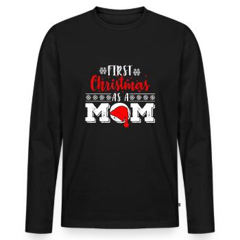 Santa First Christmas als Mutter Lustige neue Eltern X. - Männer Premium Bio Langarmshirt - Schwarz - Vorne - Nico (187cm)